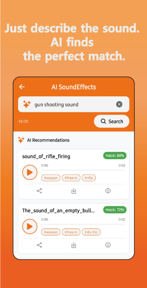 BGMZip app AI-powered sound recommendations screen