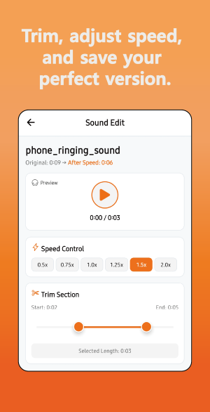 BGMZip app sound editing and download screen