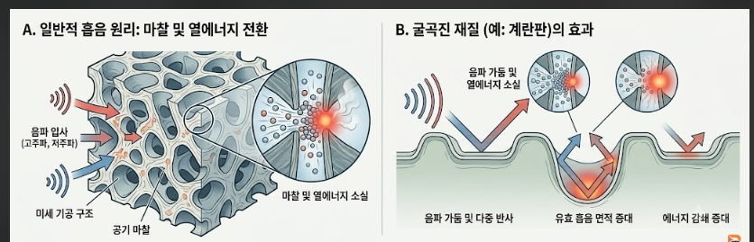 다공성 재질 내부에서 소리 에너지가 열로 변환되는 과정