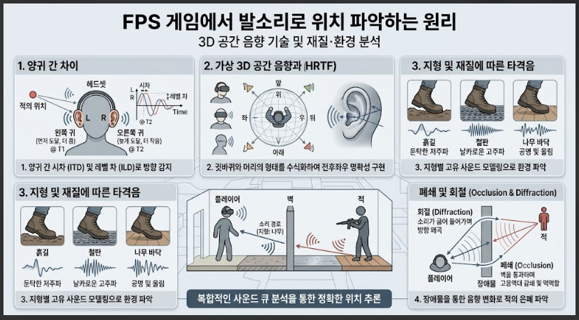 지형 재질과 장애물에 따른 소리 변형 원리