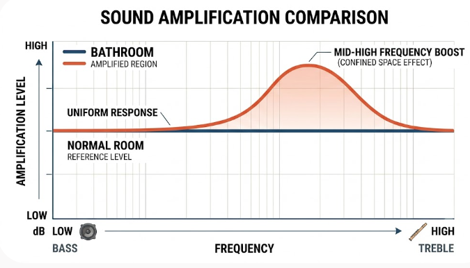 Certain sound frequencies being boosted in a tiled bathroom
